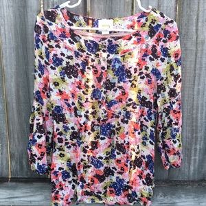 Maeve Size 6 Floral popover top flutter sleeve